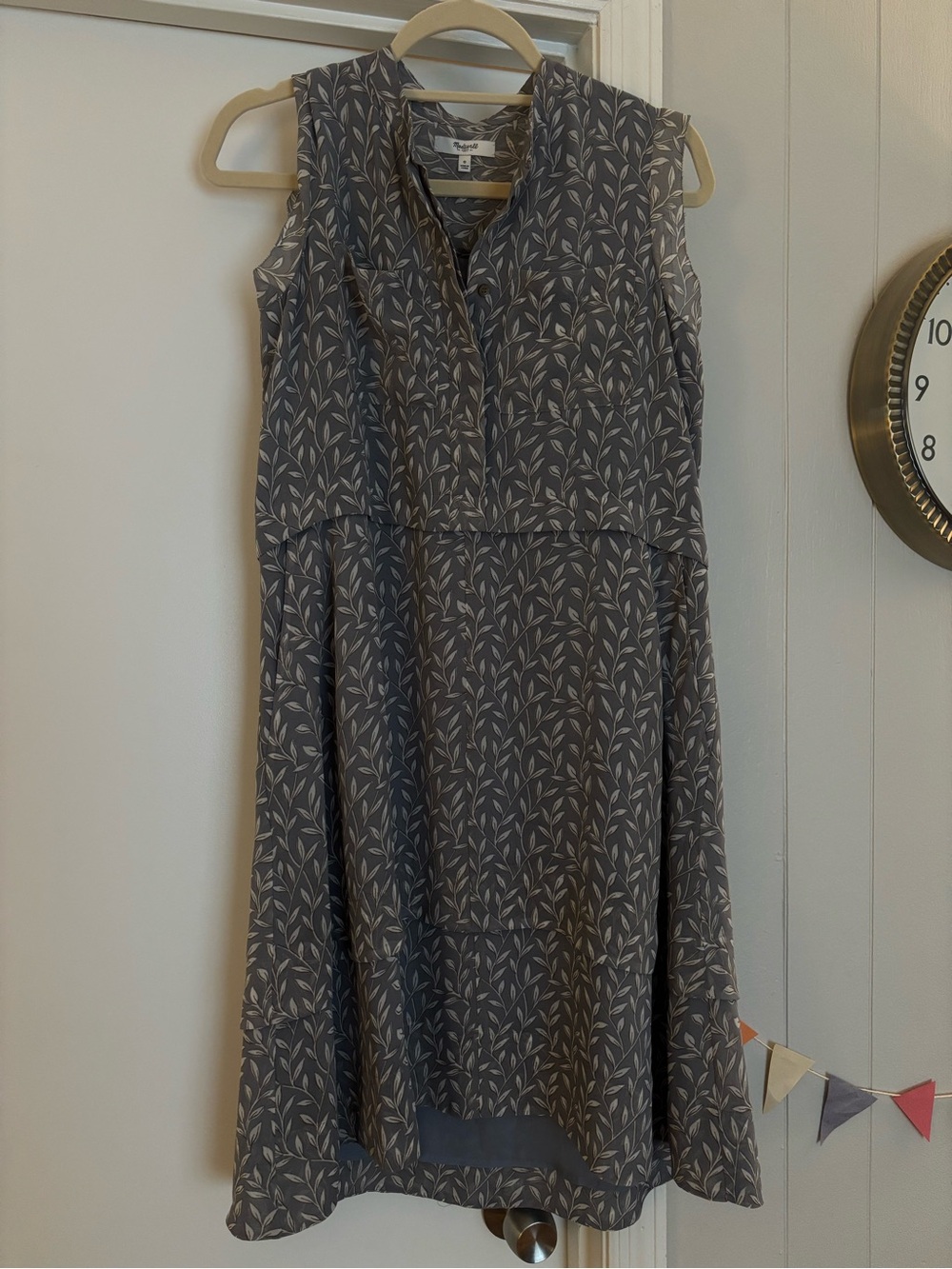Madewell Sleeveless Leaf-Print Dress 0